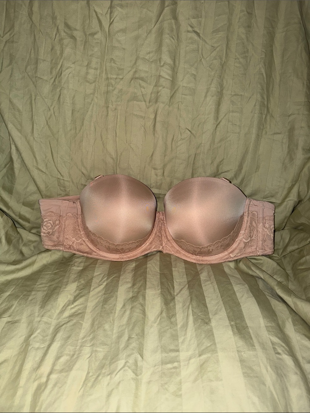 Strapless Lace-Trim Push-Up Bra - Blush